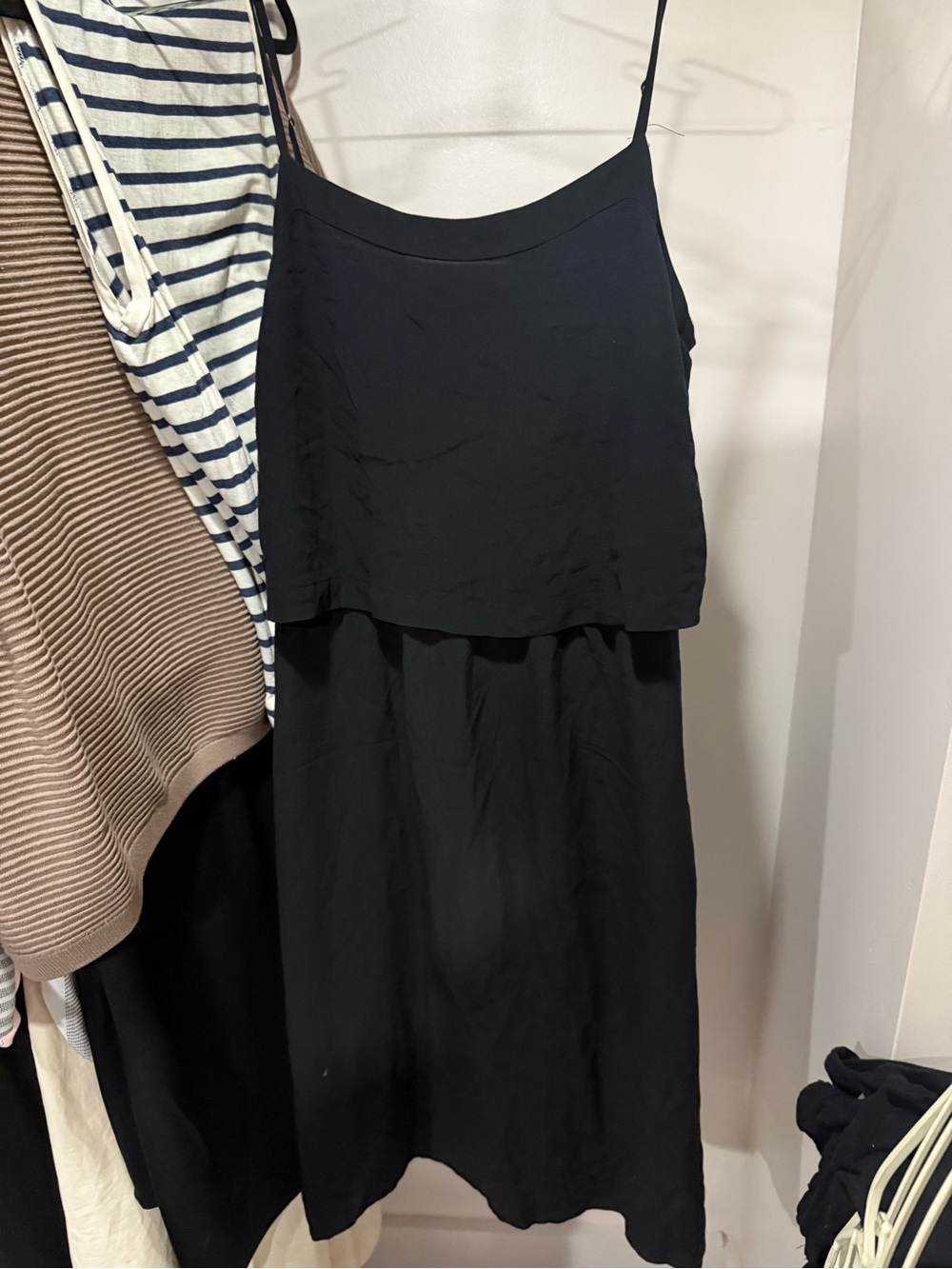 Madewell Black silk strappy midi dress